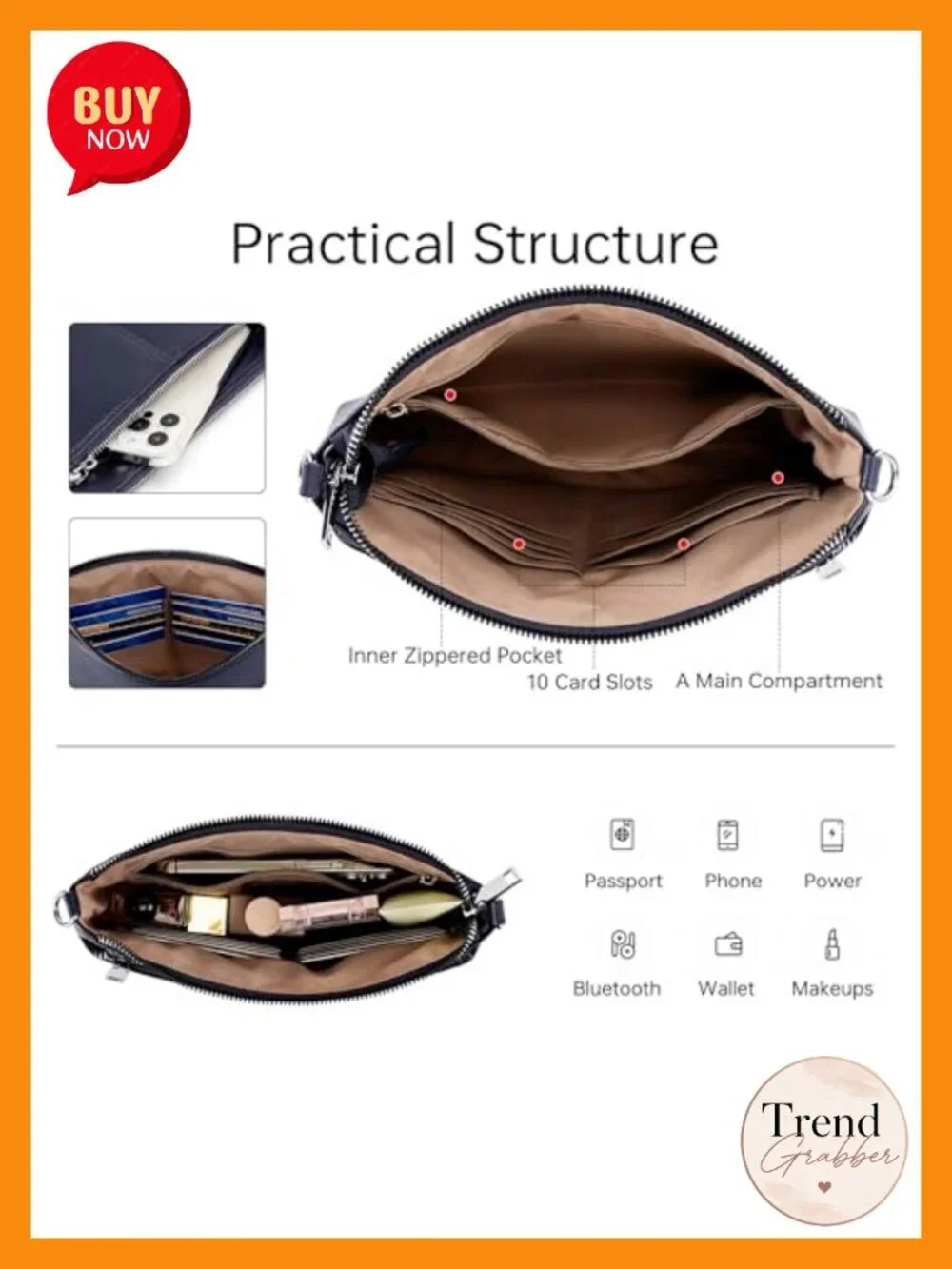 RFID Crossbody Wristlet Clutch Vegan Leather Wallet with Removable Straps
